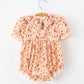 Fall Rust Floral Baby Romper Smocked Petal Collar
