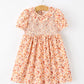 Fall Rust Floral Baby Girls Dress Smocked Petal Collar