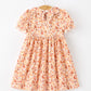 Fall Rust Floral Baby Girls Dress Smocked Petal Collar