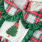 Christmas Tree Plaid Girls Dress Petals Collar Ruffle