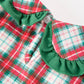 Christmas Tree Plaid Girls Dress Petals Collar Ruffle