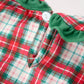 Christmas Tree Plaid Girls Romper Petals Collar Ruffle