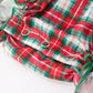 Christmas Tree Plaid Girls Romper Petals Collar Ruffle