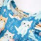Fall Cat Print Girls Long Sleeve Romper