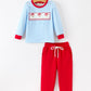 Christmas Santa Smocked Embroidered Boys Pant Set