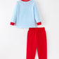 Christmas Santa Smocked Embroidered Boys Pant Set