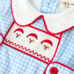 Christmas Santa Embroidered Boys Jon Jon Peter Pan Collar