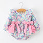 Unicorn Floral Print Girls Long Sleeve Romper