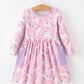 Pink Unicorn Girls Pocket Dress Rainbow Star Print