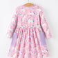 Pink Unicorn Girls Pocket Dress Rainbow Star Print