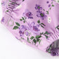 Fall Lavender Floral Print Girls Long Sleeve Romper
