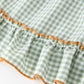 Fall Plaid Girls Dress Pumpkin Applique Ruffle Button Dress