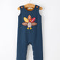 Thanksgiving Turkey Applique Baby Waffle Romper Sleeveless