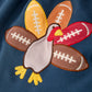 Thanksgiving Turkey Applique Girls Outfit Set Navy Top Orange Pants Set