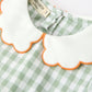 Fall Plaid Girls Dress Pumpkin Bow Smocked Peter Pan Collar