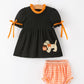Girls Halloween Dog Pumpkin Black Bloomers Set
