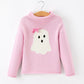 Girls Ghost Bow Knit Sweater Halloween Cute Embroidered Pullover