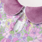 Purple Floral Girls Dress Velvet Collar Bow Long Sleeve Dress
