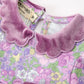 Purple Floral Velvet Baby Girl Outfit Set Ruffle Bow Bloomers