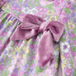 Purple Floral Velvet Baby Girl Outfit Set Ruffle Bow Bloomers