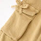 Girls Solid Cargo Leggings Side Bow Pocket Wide Leg Pants