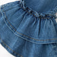 Girls Denim Leggings Ruffle Bell Bottom Pants