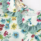 Green Floral Girls Outfit Set Ruffle Collar Bow Baby Bloomer Set