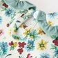 Green Floral Girls Outfit Set Ruffle Collar Bow Baby Bloomer Set