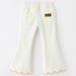 Girls Pumpkin Embroidered Wide-Leg Pants Fall Scallop Hem Casual Pants