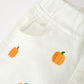 Girls Pumpkin Embroidered Wide-Leg Pants Fall Scallop Hem Casual Pants