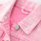 Girls Pink Denim Jacket with Lace Bow Back Detail