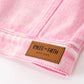 Girls Pink Denim Jacket with Lace Bow Back Detail