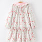 Fall Girls Floral Peter Pan Collar Ruffle Long-sleeved Dress