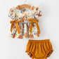 Fall Girls Floral Lace Collar Ruffle Bloomer Set