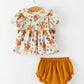 Fall Girls Floral Lace Collar Ruffle Bloomer Set