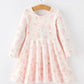 Girls Pink Christmas Ornament Print Flare Dress