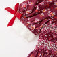 Burgundy Floral Smocked Baby Girl Bubble Romper Peter Pan Collar