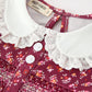 Burgundy Floral Smocked Girls Dress Peter Pan Collar Lace Trim