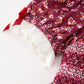 Burgundy Floral Smocked Girls Dress Peter Pan Collar Lace Trim