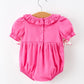 Fall Baby Girl Hot Pink Ruffle Smocked Embroidery Romper