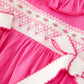 Fall Baby Girl Hot Pink Ruffle Smocked Embroidery Romper