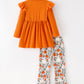Fall Halloween Pumpkin Ghost Print Girls Long Sleeve Set