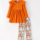 Fall Halloween Pumpkin Ghost Print Girls Long Sleeve Set