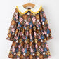 Fall Retro Girls Floral Peter Pan Collar Twirl Dress