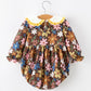 Fall Retro Floral Baby Girls Bubble Romper