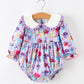 Fall Purple Floral Baby Girls Bubble Romper