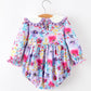 Fall Purple Floral Baby Girls Bubble Romper