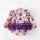 Halloween Pumpkin Ghost Baby Girl Bubble Romper Ruffle Bow Detail
