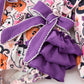 Halloween Pumpkin Ghost Baby Girl Bubble Romper Ruffle Bow Detail