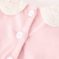 Fall Pink Smocked Baby Girl Bubble Romper Peter Pan Collar Floral Detail